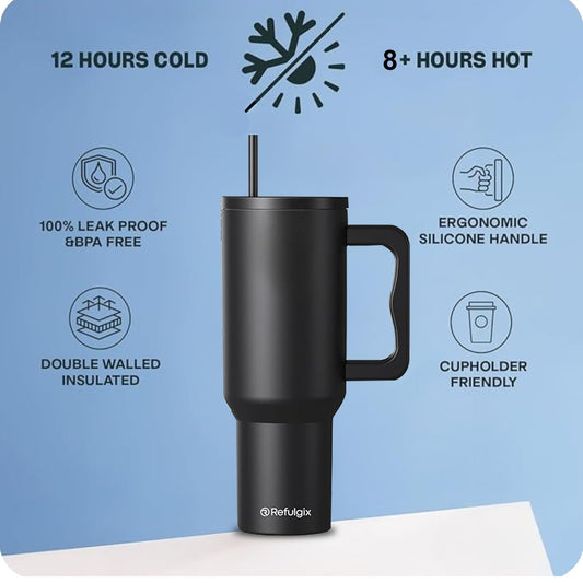 Tumbler with lid and Straw 1200ML Cup Stainless Steel Vacuum Insulated Tumbler for Water, Iced Tea or Coffee 1.2L Office Gym Travelling