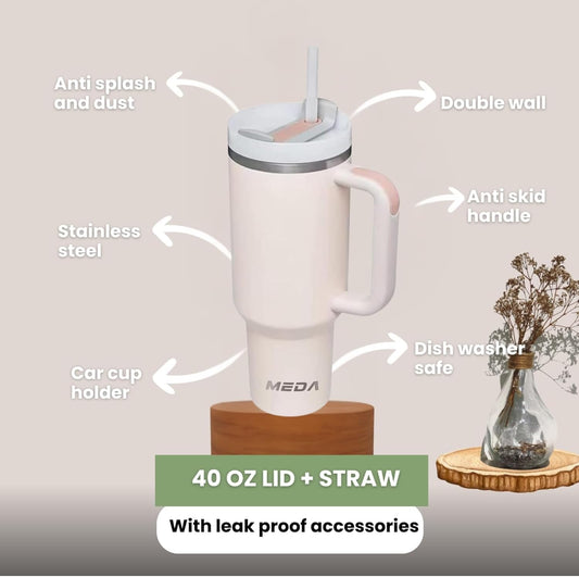 Tumbler With Handle and Straw Lid Reusable Vacuum With 1200ML Capacity