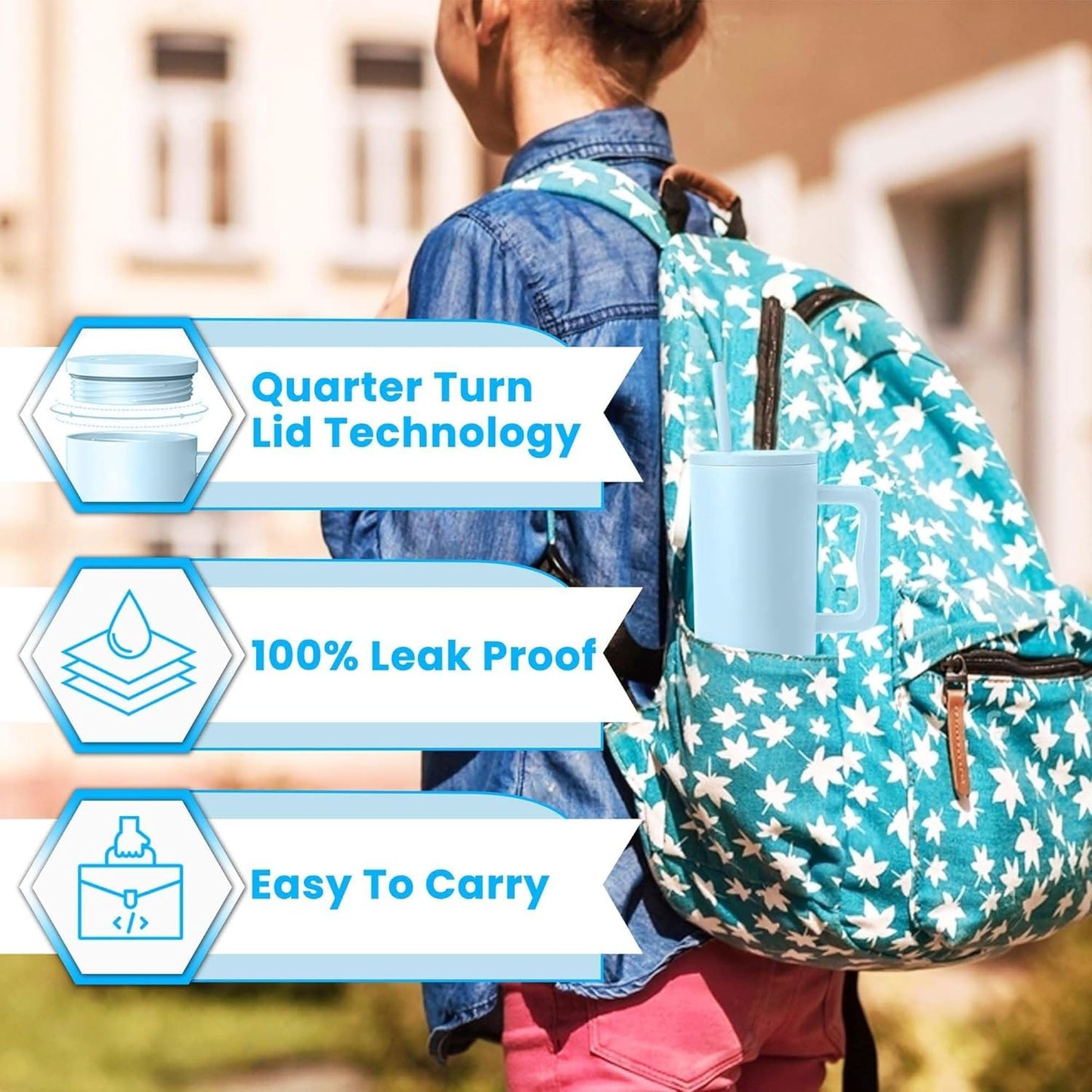 Tumbler Stainless Steel Sky Blue Vacuum Insulated Pro Max Size - 1200ML