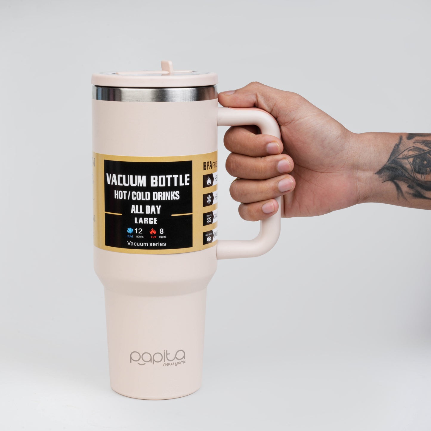 Tumbler Stainless Steel Cream Vacuum Insulated Pro Max Size - 1200ML