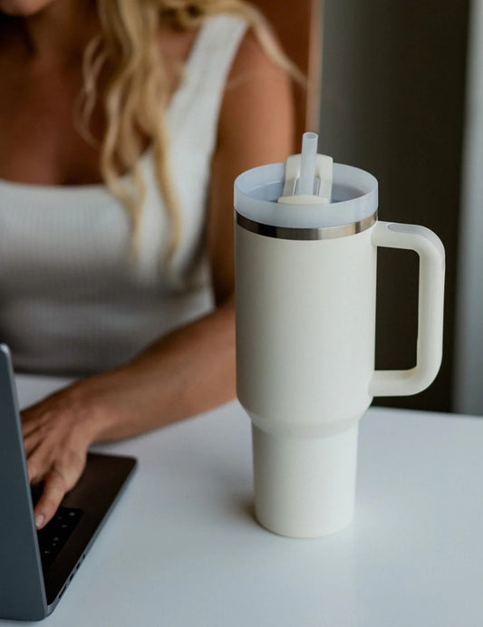 Tumbler Stainless Steel Cream Vacuum Insulated Pro Max Size - 1200ML