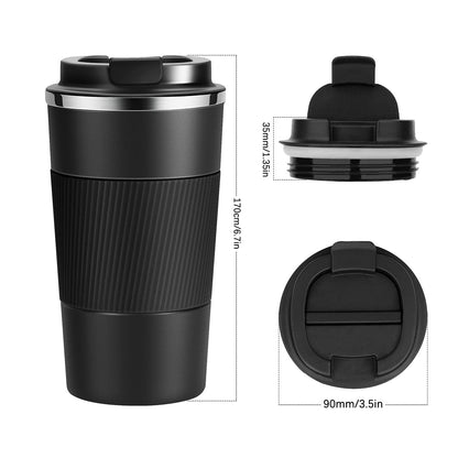 Stainless Steel Black Vacuum Insulated Tumbler One Hand Flip - 510ML