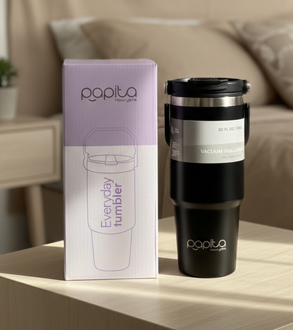 Black Double Walled Vacuum Insulated Tumbler Stainless Steel with 1.2L Capacity