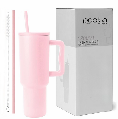 Tumbler With Handle and Straw Lid Reusable Vacuum With 1200ML Capacity