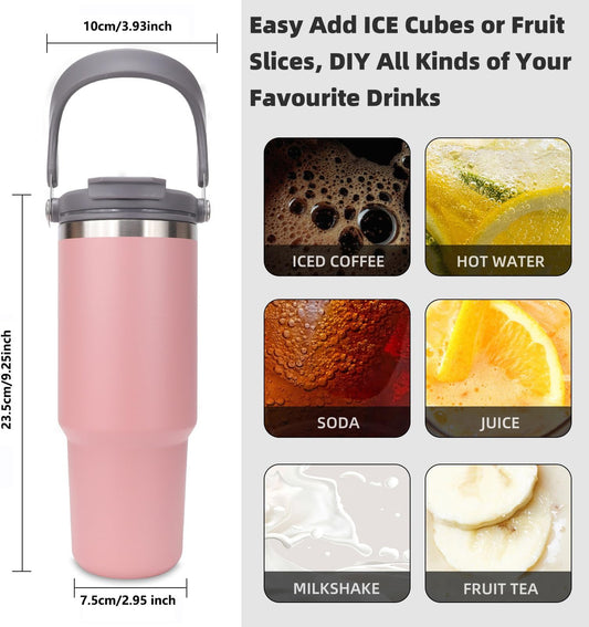 Pink Double Walled Vacuum Insulated Tumbler Stainless Steel with 1.2L Capacity