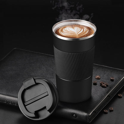 Stainless Steel Black Vacuum Insulated Tumbler One Hand Flip - 510ML