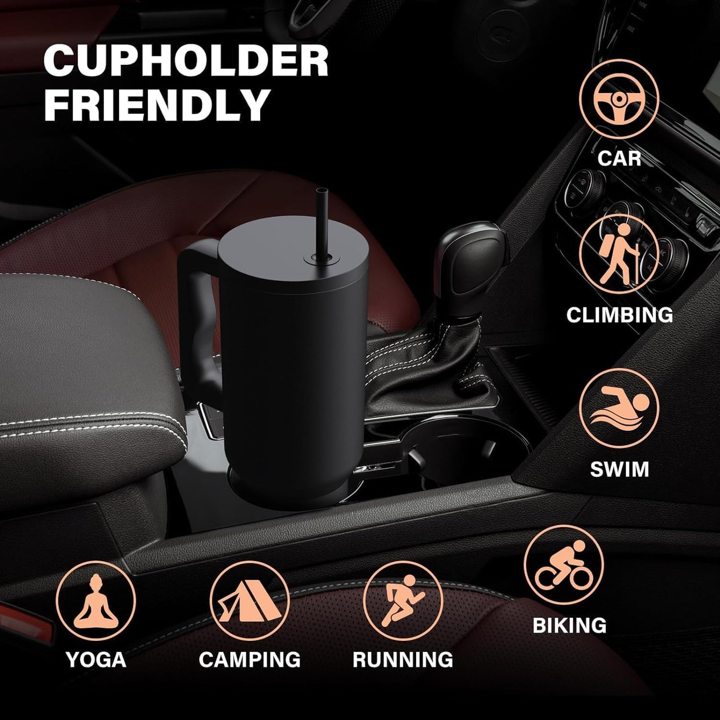 Tumbler With Straw Double Wall Vacuum Flask Hot & Cold Water Stainless Steel Tumbler 1200ML