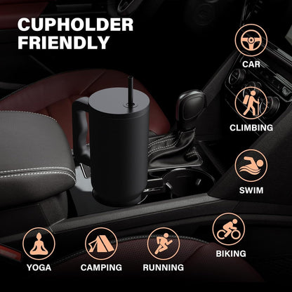 Tumbler With Straw Double Wall Vacuum Flask Hot & Cold Water Stainless Steel Tumbler 1200ML