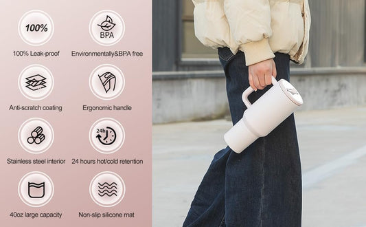 Tumbler With Straw Double Wall Vacuum Flask Hot & Cold Water Stainless Steel Tumbler 1200ML