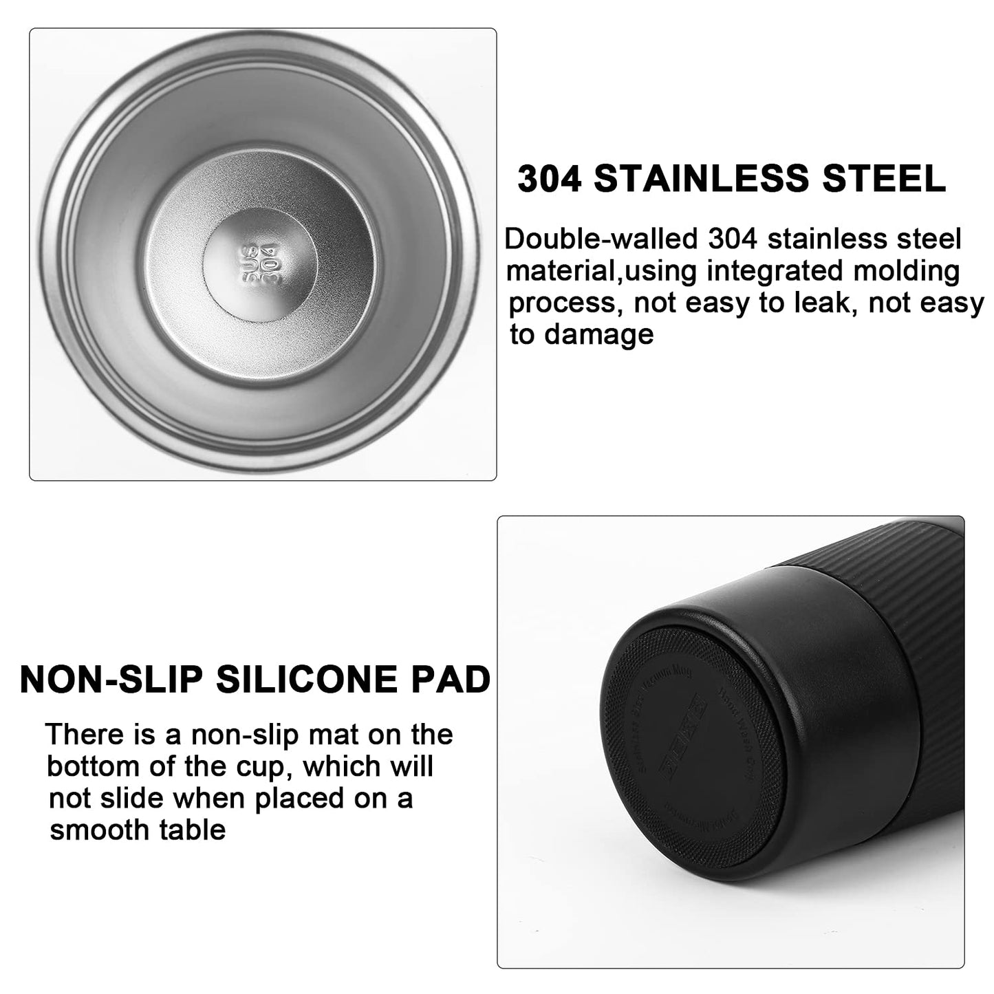 Stainless Steel Black Vacuum Insulated Tumbler One Hand Flip - 510ML