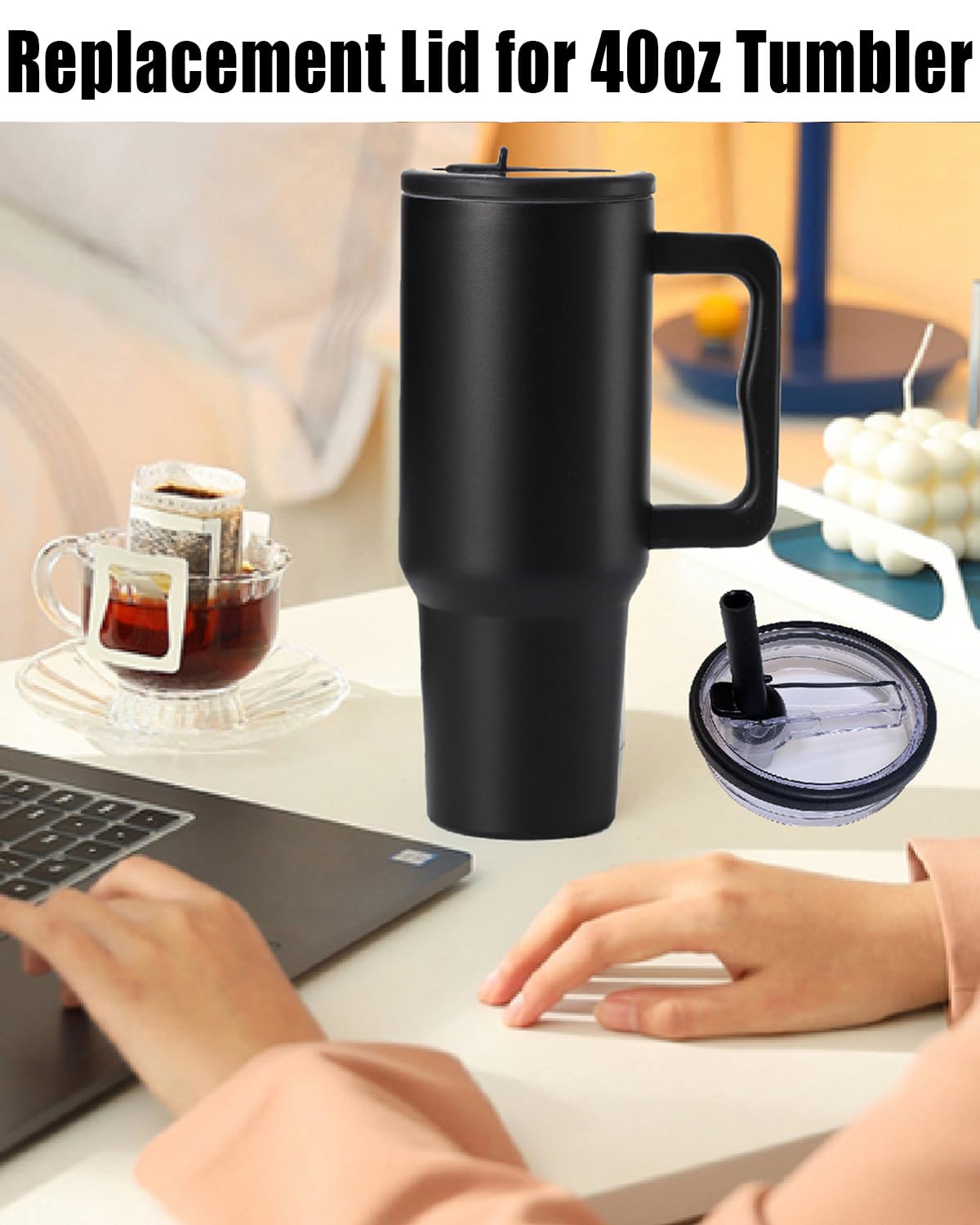 Tumbler With Handle and Straw Lid Reusable Vacuum With 1200ML Capacity