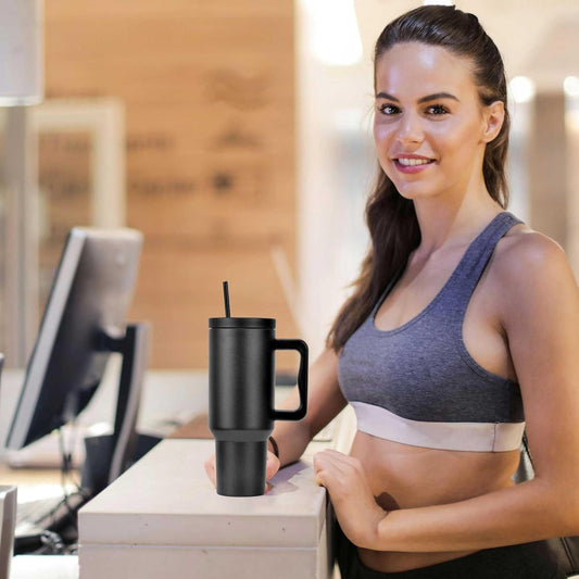 Tumbler With Straw Double Wall Vacuum Flask Hot & Cold Water Stainless Steel Tumbler 1200ML