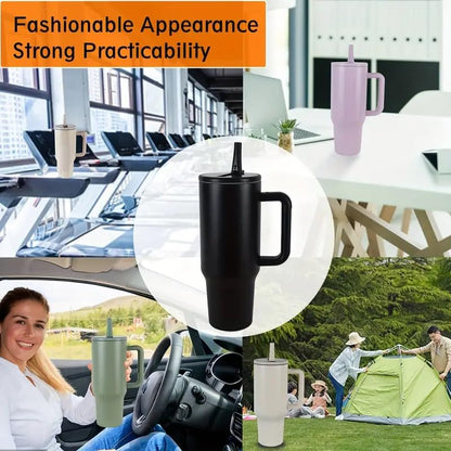 Tumbler With Straw Double Wall Vacuum Flask Hot & Cold Water Stainless Steel Tumbler 1200ML