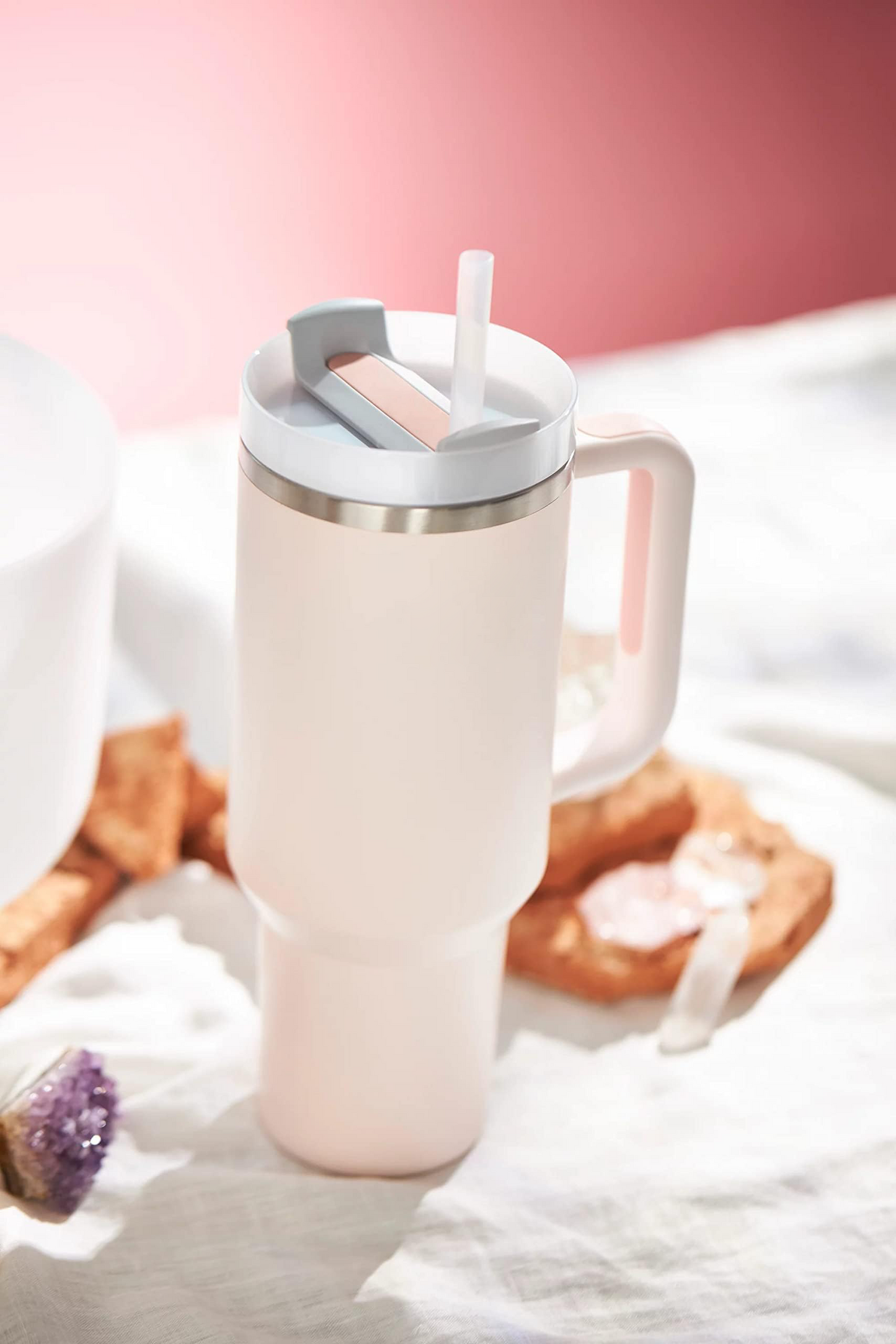 Tumbler With Handle and Straw Lid Reusable Vacuum With 1200ML Capacity