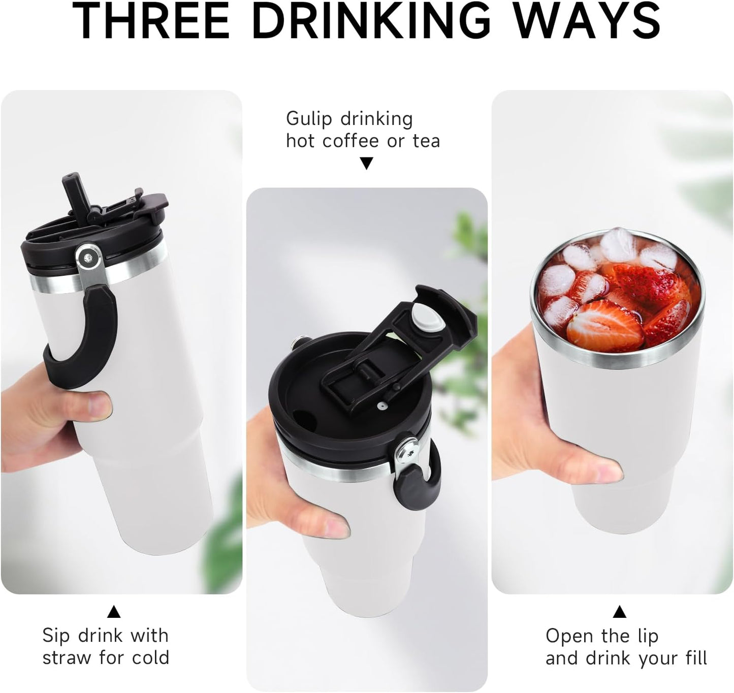 White Double Walled Vacuum Insulated Tumbler Stainless Steel with 1.2L Capacity