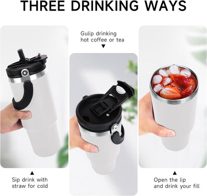 White Double Walled Vacuum Insulated Tumbler Stainless Steel with 1.2L Capacity