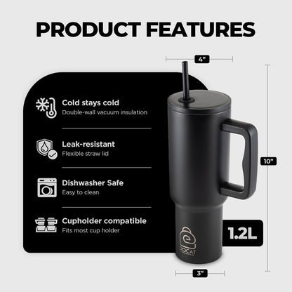 Tumbler with lid and Straw 1200ML Cup Stainless Steel Vacuum Insulated Tumbler for Water, Iced Tea or Coffee 1.2L Office Gym Travelling