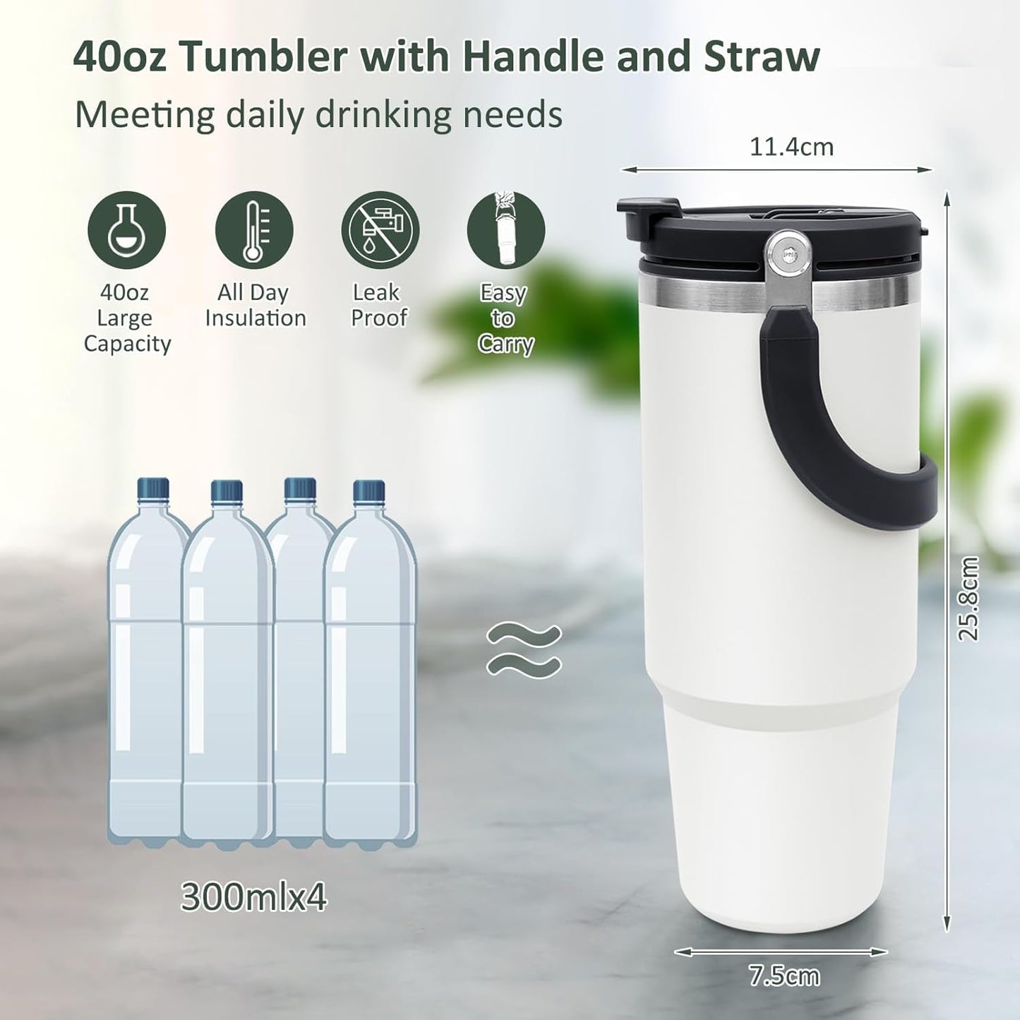 Tumbler Stainless Steel White Vacuum Insulated Pro Max Size - 1200ML