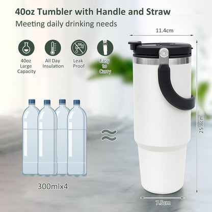 White Double Walled Vacuum Insulated Tumbler Stainless Steel with 1.2L Capacity