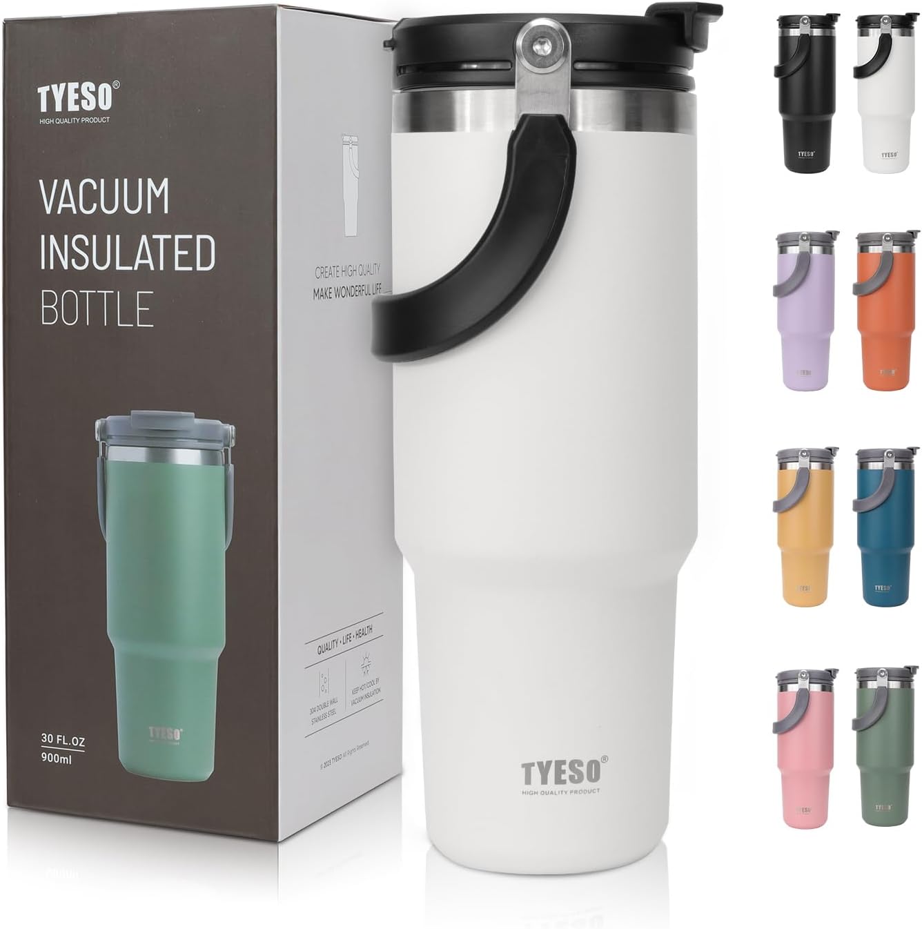 Stainless Steel White Vacuum Insulated Tumbler With straw - 1200ML