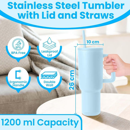 Tumbler Stainless Steel Sky Blue Vacuum Insulated Pro Max Size - 1200ML
