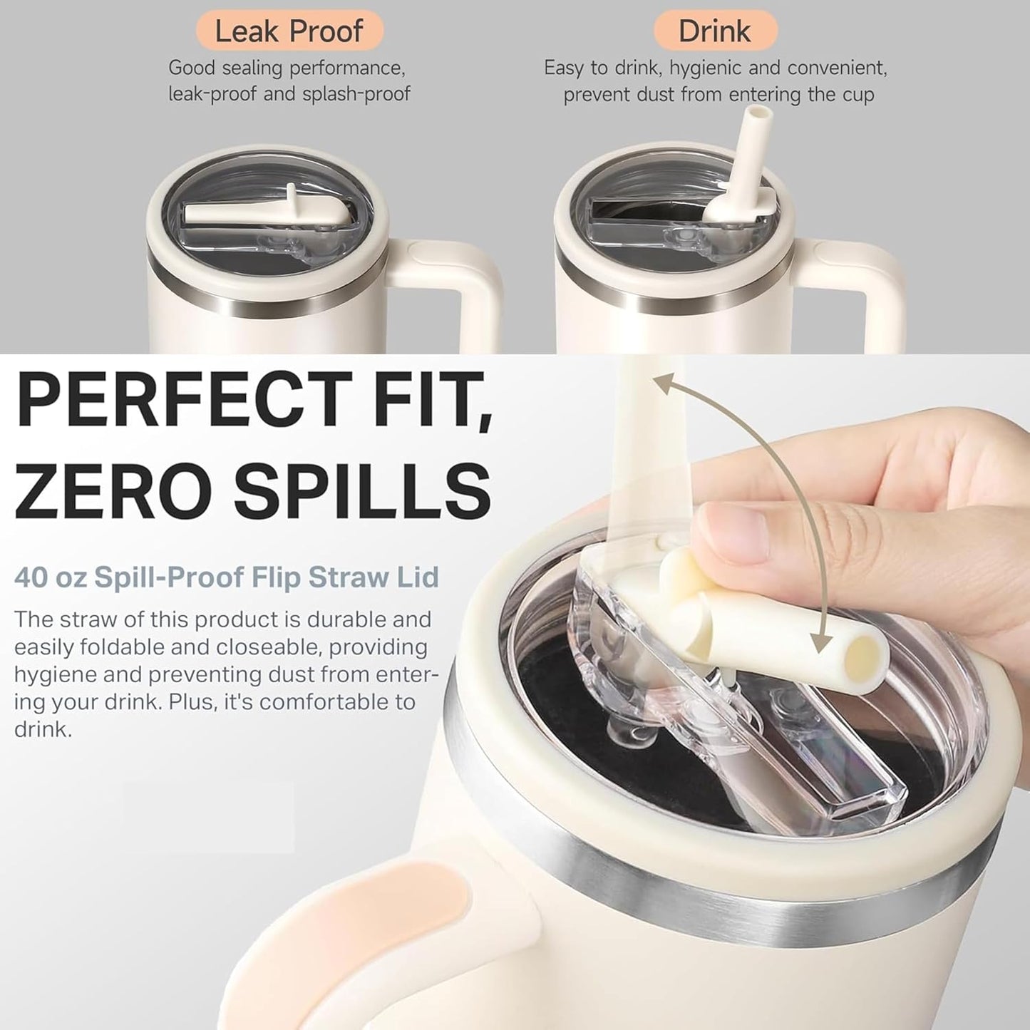 Tumbler Stainless Steel Cream Vacuum Insulated Pro Max Size - 1200ML