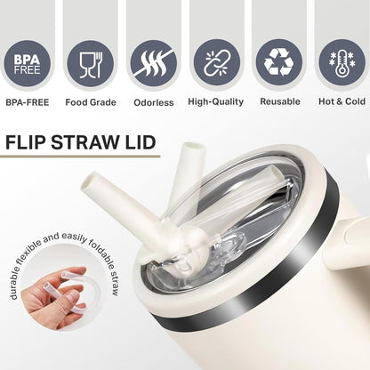 Tumbler With Straw Double Wall Vacuum Flask Hot & Cold Water Stainless Steel Tumbler 1200ML