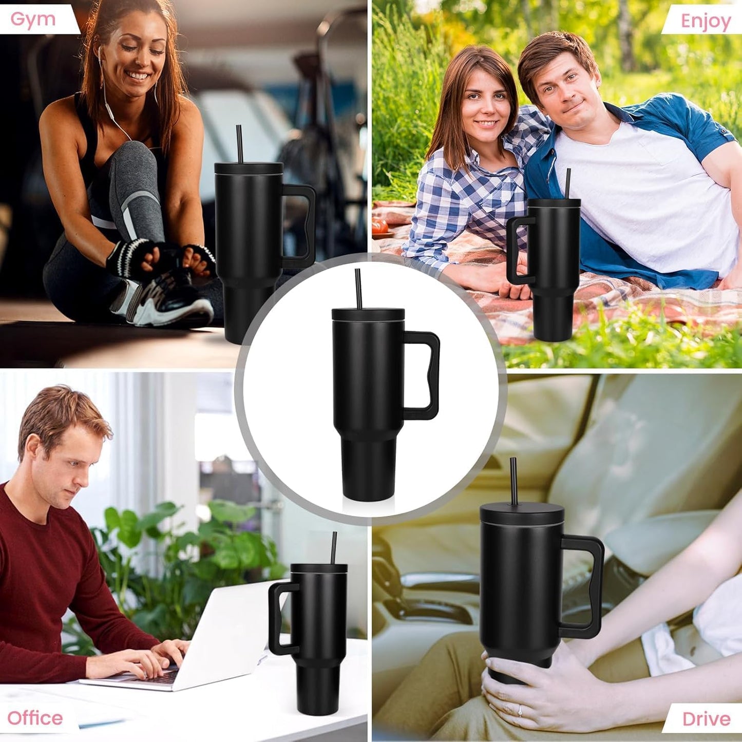 Tumbler Stainless Steel Black Vacuum Insulated - 1200ML