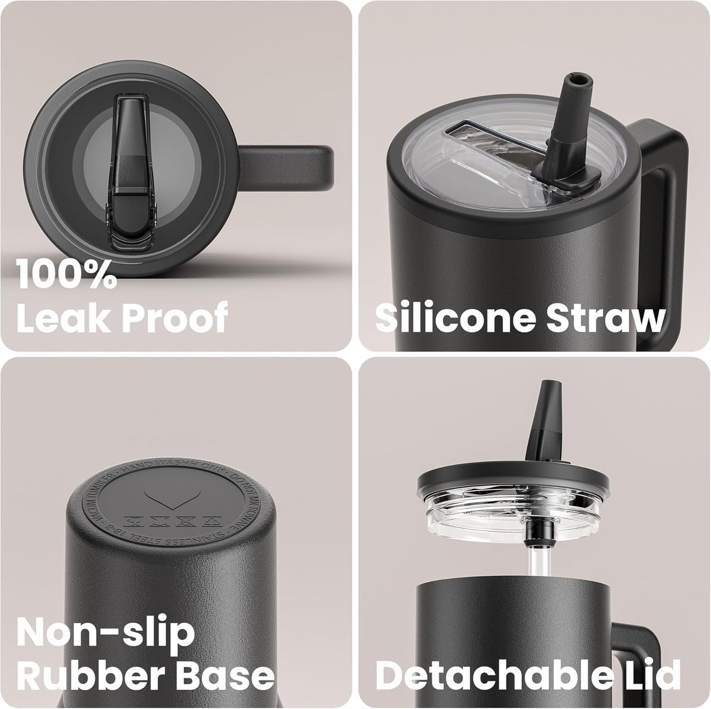 Tumbler With Handle and Straw Lid Reusable Vacuum With 1200ML Capacity