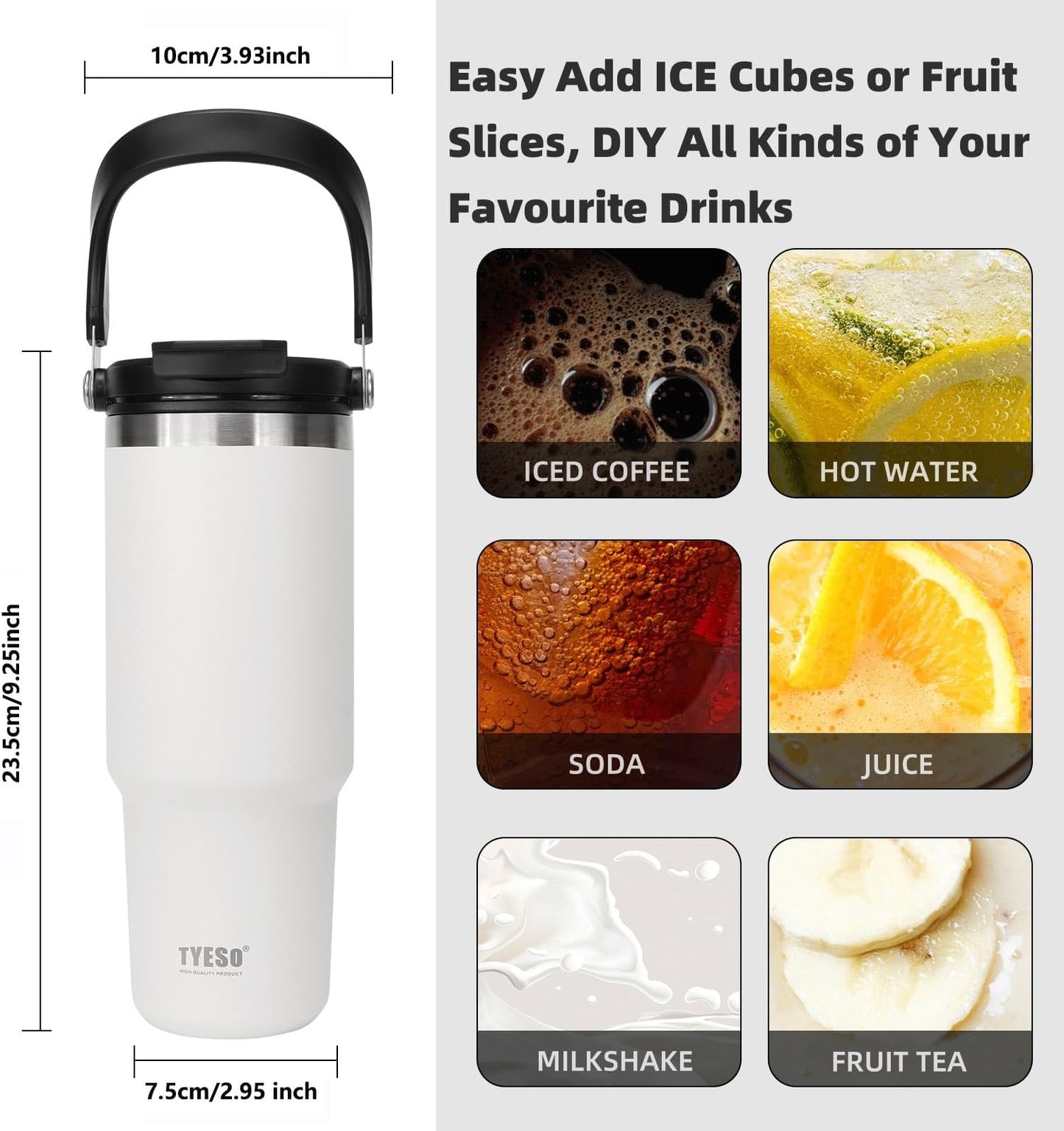 Tumbler Stainless Steel White Vacuum Insulated Pro Max Size - 1200ML