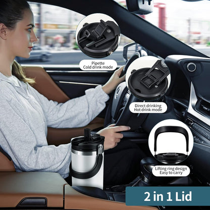 Tumbler With Handle and Straw Lid Reusable Vacuum With 1200ML Capacity