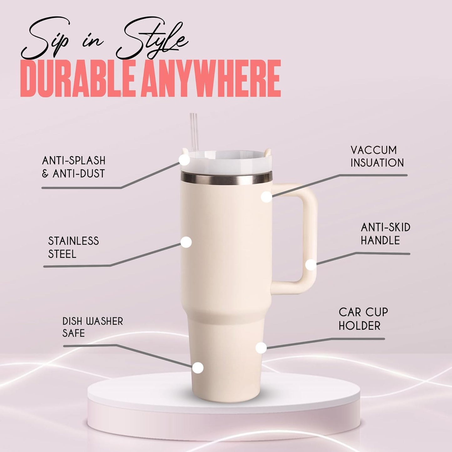 Tumbler Stainless Steel Rose Vacuum Insulated Pro Max Size - 1200ML