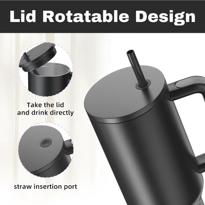 Tumbler With Handle and Straw Lid Reusable Vacuum With 1200ML Capacity