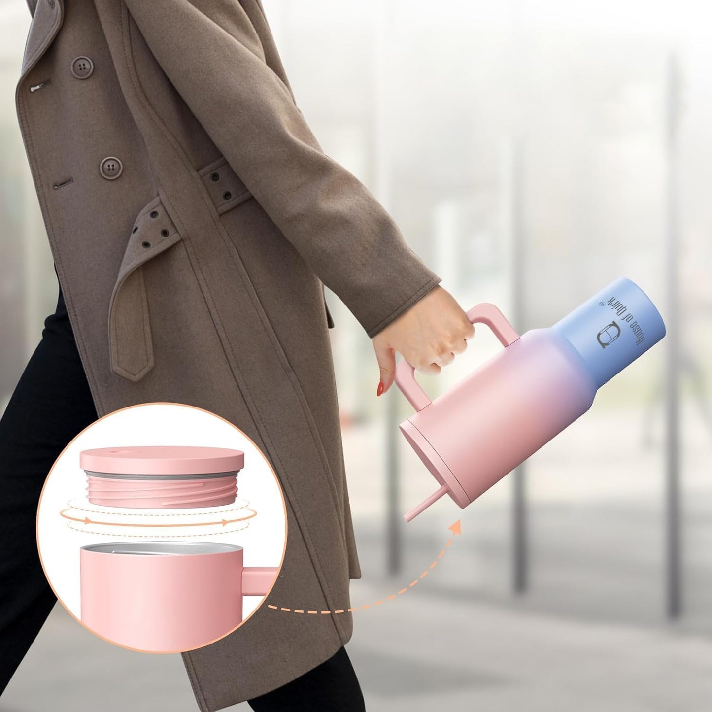 Tumbler Stainless Steel Pink Shaded And Purple Vacuum Insulated Pro Max Size - 1200ML X 2 PCS