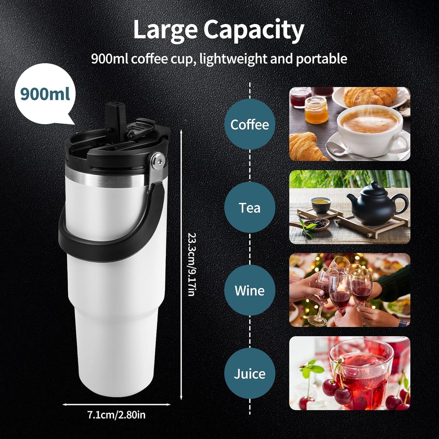 Tumbler Stainless Steel White Vacuum Insulated Pro Max Size - 1200ML