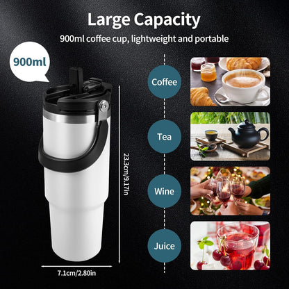 Tumbler With Handle and Straw Lid Reusable Vacuum With 1200ML Capacity