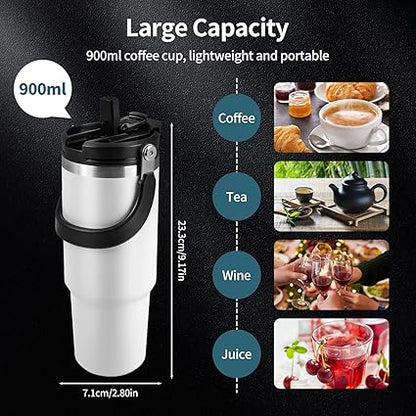 Tumbler with lid and Straw, Stainless Steel with 1.2L Capacity