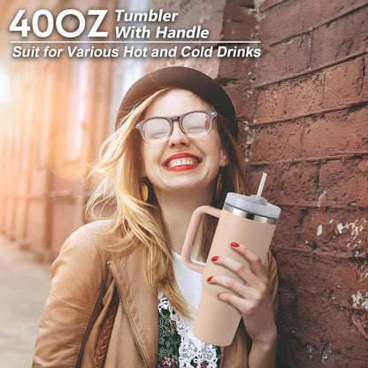 Tumbler With Straw Double Wall Vacuum Flask Hot & Cold Water Stainless Steel Tumbler 1200ML