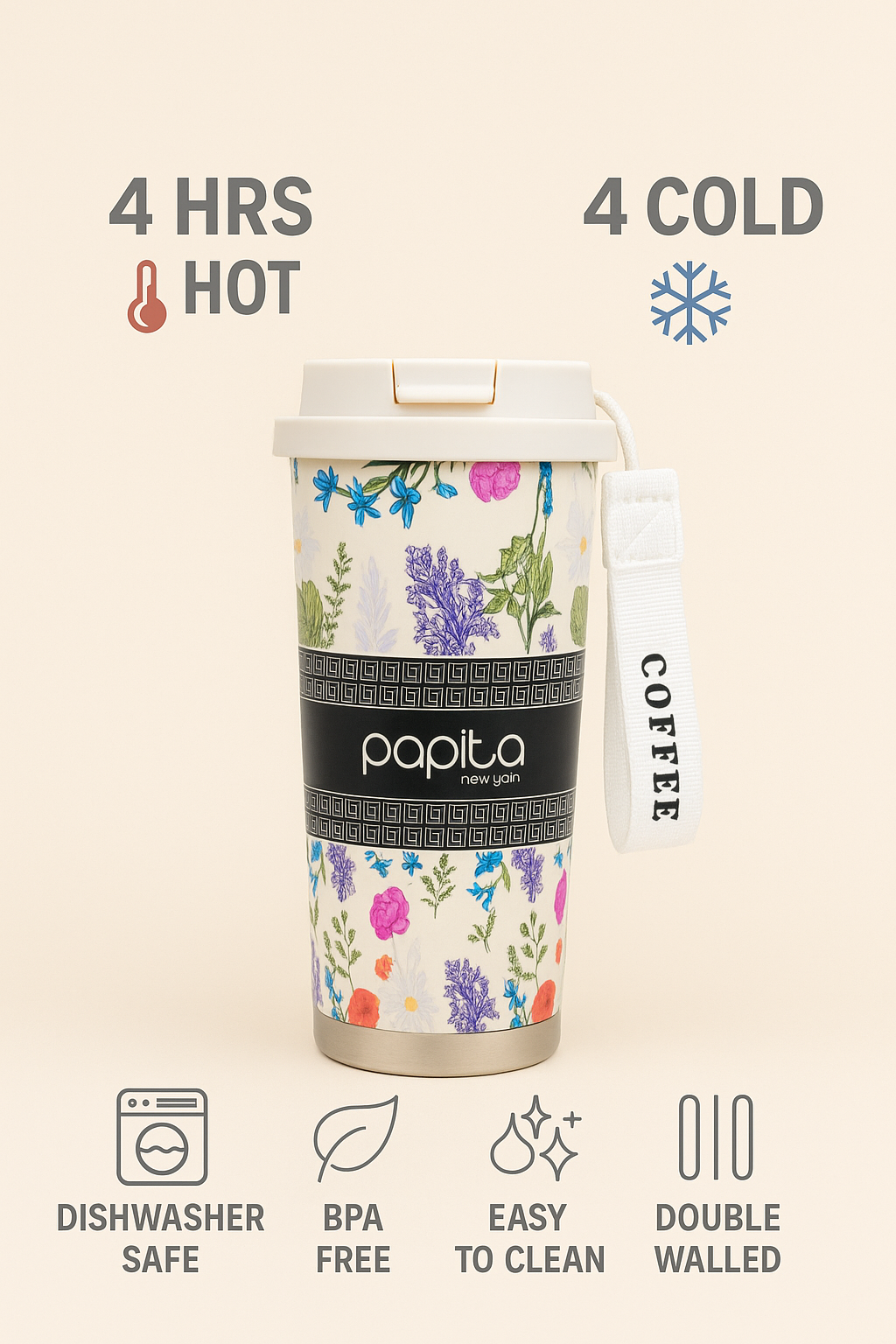 Stainless Steel White Vacuum Insulated Pro Size Tumbler - 550ML