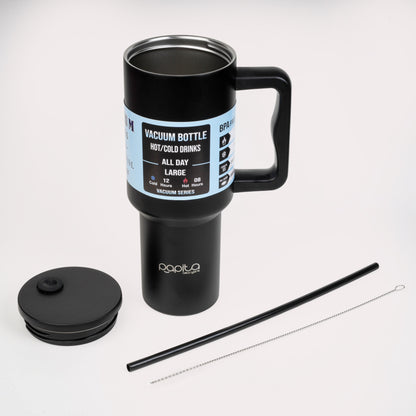 Tumbler with Handle and Straw Lid, Reusable Vacuum Insulated Stainless Steel Water Bottle Leakproof Coffee Sipper Mug for Keeping Beverages Hot or Cold, Perfect for Travel