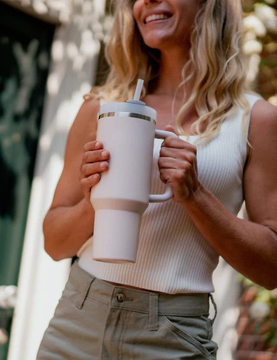 Tumbler Stainless Steel Cream Vacuum Insulated Pro Max Size - 1200ML