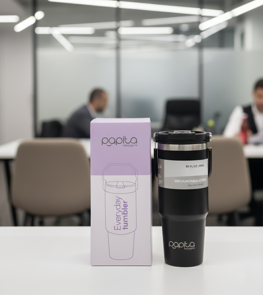 Tumbler With Handle and Straw Lid Reusable Vacuum With 1200ML Capacity