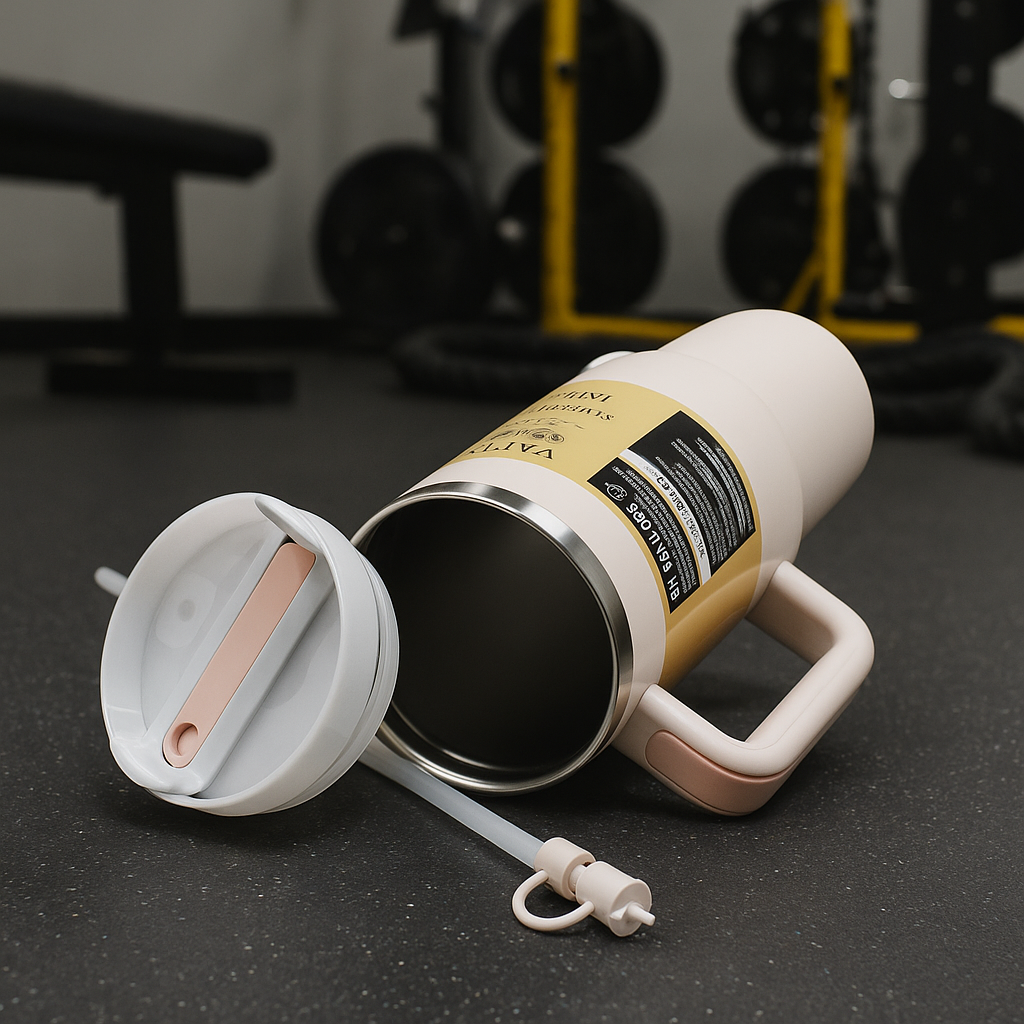 Tumbler With Handle and Straw Lid Reusable Vacuum With 1200ML Capacity