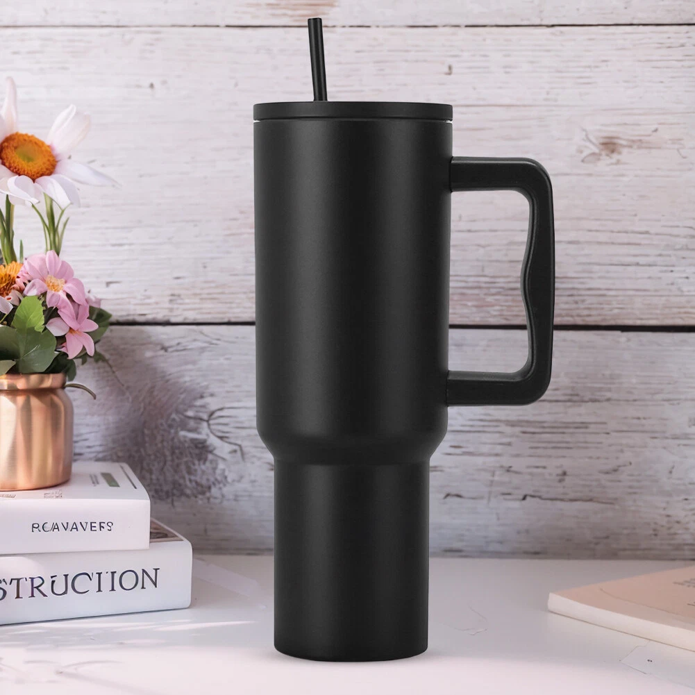 Tumbler with Handle and Straw Lid, Reusable Vacuum Insulated Stainless Steel Water Bottle Leakproof Coffee Sipper Mug for Keeping Beverages Hot or Cold, Perfect for Travel